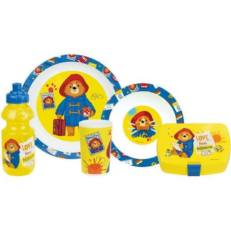 Lot vaisselle réutilisable - FUN HOUSE - PADDINGTON - Assiette, Assiette creuse, Verre, Gourde et boite a goűter