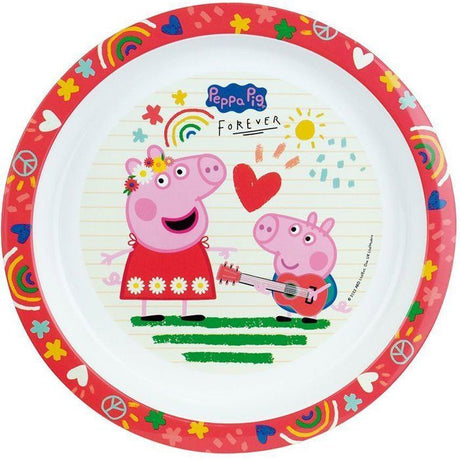 Lot vaisselle - FUN HOUSE - PEPPA PIG - 2 assiettes creuses Ř 22 cm, 2 verres 220 ml, gourde 350 ml, boîte a goűter et peluche 17 cm
