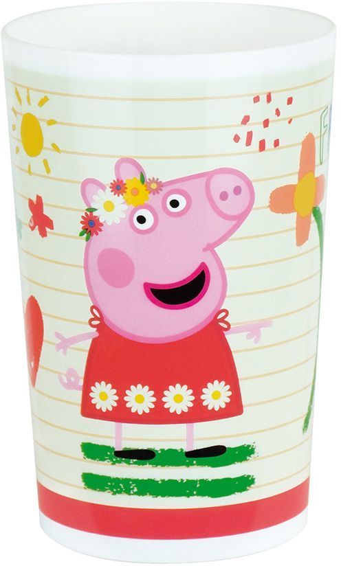 Lot vaisselle - FUN HOUSE - PEPPA PIG - 2 assiettes creuses Ø 22 cm, 2 verres 220 ml, gourde 350 ml, boîte a goûter et peluche 17 cm