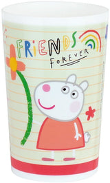 Lot vaisselle - FUN HOUSE - PEPPA PIG - 2 assiettes creuses Ø 22 cm, 2 verres 220 ml, gourde 350 ml, boîte a goûter et peluche 17 cm