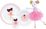 Lot vaisselle - FUN HOUSE - DANSEUSE BALLERINE - Assiette creuse Ø16 cm, plate Ø22 cm, verre 220 ml et peluche musicale 40 cm