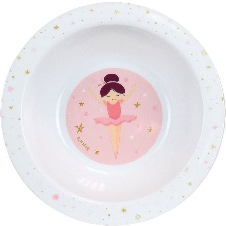 Lot vaisselle - FUN HOUSE - DANSEUSE BALLERINE - Assiette creuse Ø16 cm, plate Ø22 cm, verre 220 ml et peluche musicale 40 cm