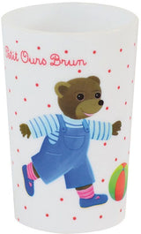 Lot vaisselle - FUN HOUSE - PETIT OURS BRUN - Assiette plate Ø 22 cm, 2 assiettes creuses Ø 16 cm, 2 verres 220 ml et peluche 18 cm