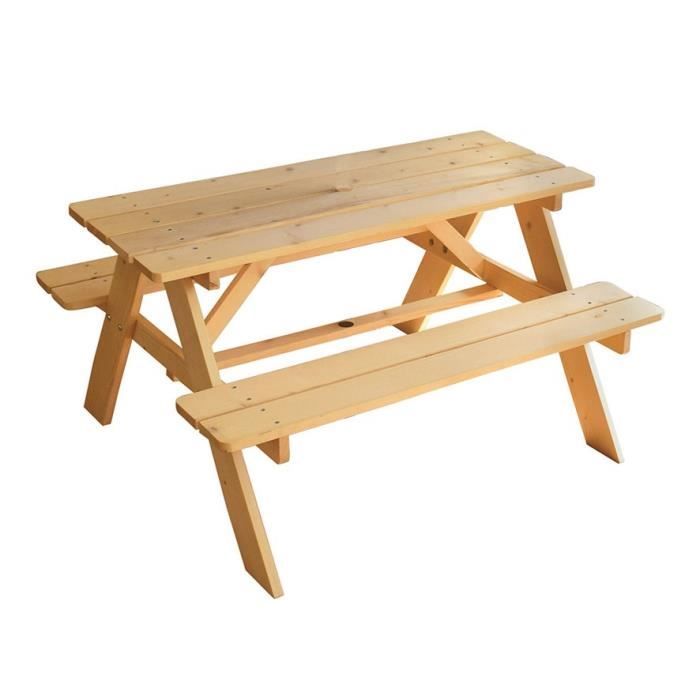 Table de Pique-nique pour Enfant - FUN HOUSE - INDIAN PANDA - Bois - Parasol inclus