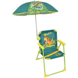FUN HOUSE JURASSIC WORLD Chaise pliante de camping dinosaures - H.38.5 xl.38.5 x P.37.5 cm - Avec un parasol ø 65 cm - Pour enfant