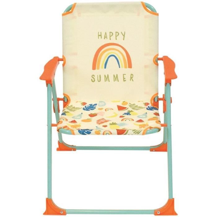 FUN HOUSE Fruity's Salon de jardin - 1 table H.46 x ř46 cm, 2 chaises H.53xl.38,5xP.37,5 cm et 1 parasol H.125 x ř100 cm