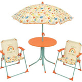FUN HOUSE Fruity's Salon de jardin - 1 table H.46 x ř46 cm, 2 chaises H.53xl.38,5xP.37,5 cm et 1 parasol H.125 x ř100 cm