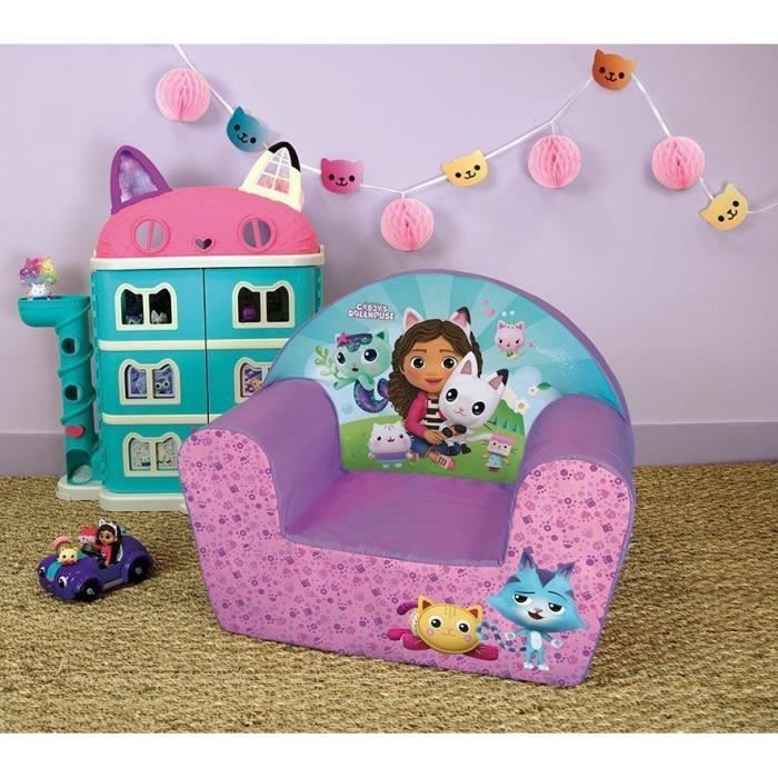 Fauteuil club enfant GABBY ET LA MAISON MAGIQUE - Fun House - Rose - L.52 x P.33 x H.42 cm