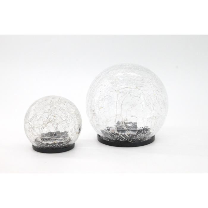 Sphere solaire GALIX - Effet verre brisé - Ř 15cm - 25 LED blanches
