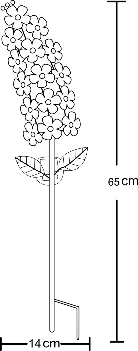 Décoration lumineuse solaire Violette - GALIX - G2622 - Métal - Hauteur 65 cm - 15 Micro LED - Blanc chaud - 3 Lumens