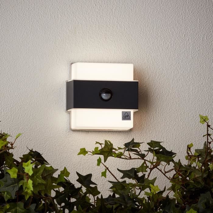 Applique murale extérieure - BRILLIANT - ARCHIE - + détecteur - Métal et plastique - Anthracite - LED intégrée - 7,5 W IP44