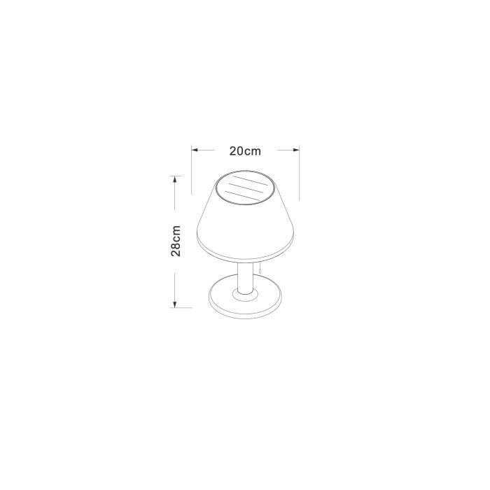 Lampe de table solaire G2 tres éclairante - GALIX - 100 Lumens - Plastique et tube en inox