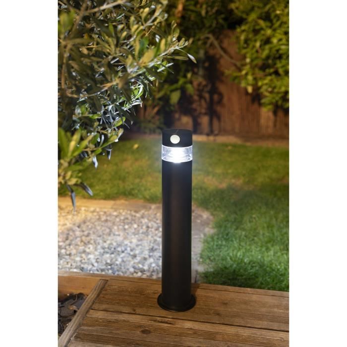 Borne solaire - GALIX - G4585C - Forte clarte - Inox avec détecteur - H50 cm - 150 Lumens