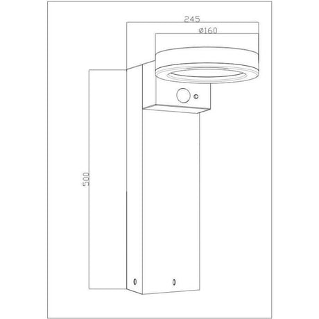 Borne solaire - GALIX - G4590B - Tres éclairante - Inox (option Applique) avec détecteur - H50 cm - 1000 Lumens