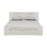 Lit adulte EDEN 160X200 cm - Bois et chene blanchi - 1 tiroir + 6 niches - Tete de lit incluse - GAMI