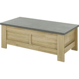 Table basse - Broceliande - Rectangulaire - Aspect minéral et chene clair - Plateaux coulissants - L 137 x P 70 x H 49 cm - Gami