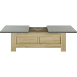Table basse - Broceliande - Rectangulaire - Aspect minéral et chene clair - Plateaux coulissants - L 137 x P 70 x H 49 cm - Gami