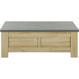 Table basse - Broceliande - Rectangulaire - Aspect minéral et chene clair - Plateaux coulissants - L 137 x P 70 x H 49 cm - Gami