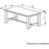 Table a manger - Broceliande - Rectangulaire - 8 personnes - L 192 x P 97 x H 77 cm - Gami