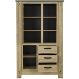 Buffet Haut BROCELIANDE – Finition Chene Clair – 1 Porte + 3 Tiroirs – 124 × 50 × 202 cm – GAMI
