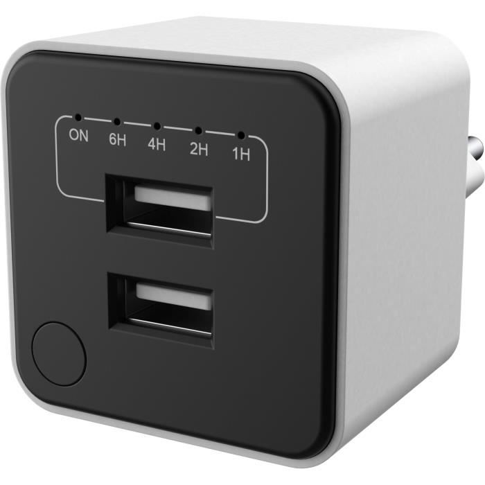 Double chargeur USB - GAO - Minuterie réglable, arret automatique