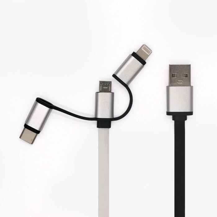 Enrouleur de câble USB - GAO - 3-en-1, 2m, charge rapide