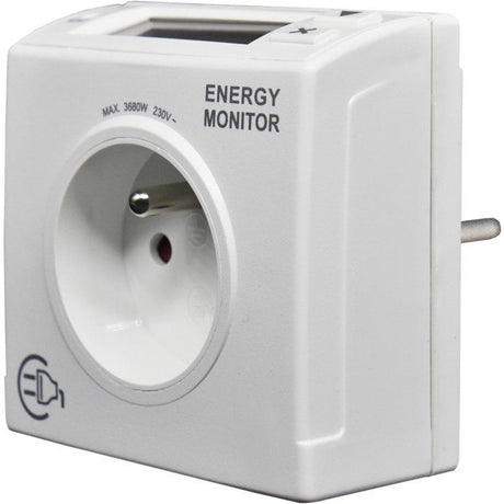 Contrôleur de consommation - GAO - Mesure W/kWh/durée - Détection des 4W - Disjoncteur intégré - 16A 3680W