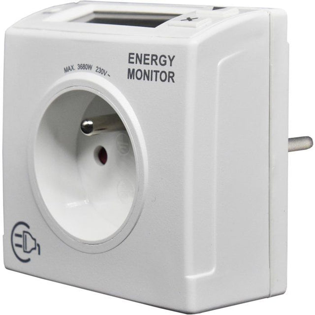 Contrôleur de consommation - GAO - Mesure W/kWh/durée - Détection des 4W - Disjoncteur intégré - 16A 3680W