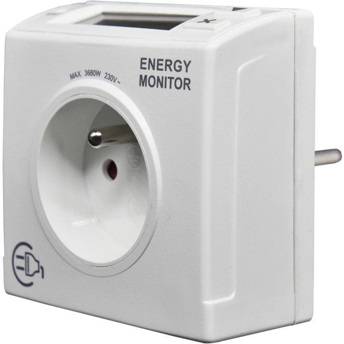 Contrôleur de consommation - GAO - Mesure W/kWh/durée - Détection des 4W - Disjoncteur intégré - 16A 3680W