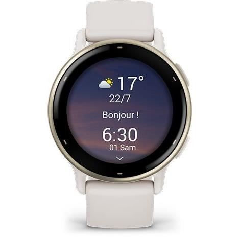 Montre GPS connectée - GARMIN - Vivoactive 5 - WiFi - 30,4 mm (1,2) - Creme Doré avec bracelet Beige