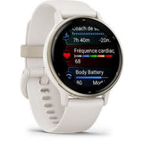 Montre GPS connectée - GARMIN - Vivoactive 5 - WiFi - 30,4 mm (1,2) - Creme Doré avec bracelet Beige