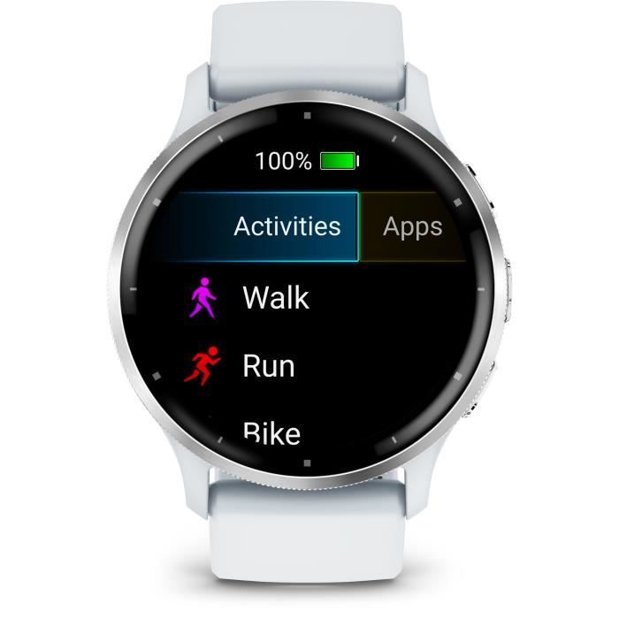 Montre GPS connectée - GARMIN - Venu 3 - WiFi - 35,4 mm - Acier Silver, boîtier blanc