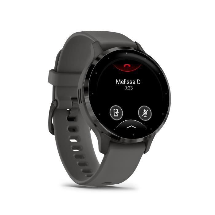 Montre GPS connectée - GARMIN - Venu 3S - 30,4mm (1,2) - Acier Gray, boîtier gris foncé et bracelet en silicone gris foncé