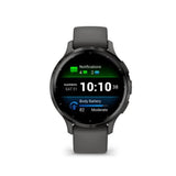 Montre GPS connectée - GARMIN - Venu 3S - 30,4mm (1,2) - Acier Gray, boîtier gris foncé et bracelet en silicone gris foncé