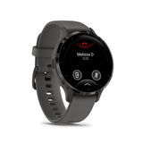 Montre GPS connectée - GARMIN - Venu 3S - 30,4mm (1,2) - Acier Gray, boîtier gris foncé et bracelet en silicone gris foncé