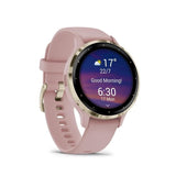 Montre GPS connectÈe - GARMIN - Venu 3S - 30,4mm (1,2) - Acier Soft Gold, boÓtier rose et bracelet en silicone rose