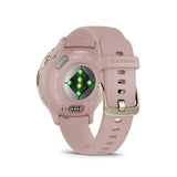 Montre GPS connectÈe - GARMIN - Venu 3S - 30,4mm (1,2) - Acier Soft Gold, boÓtier rose et bracelet en silicone rose