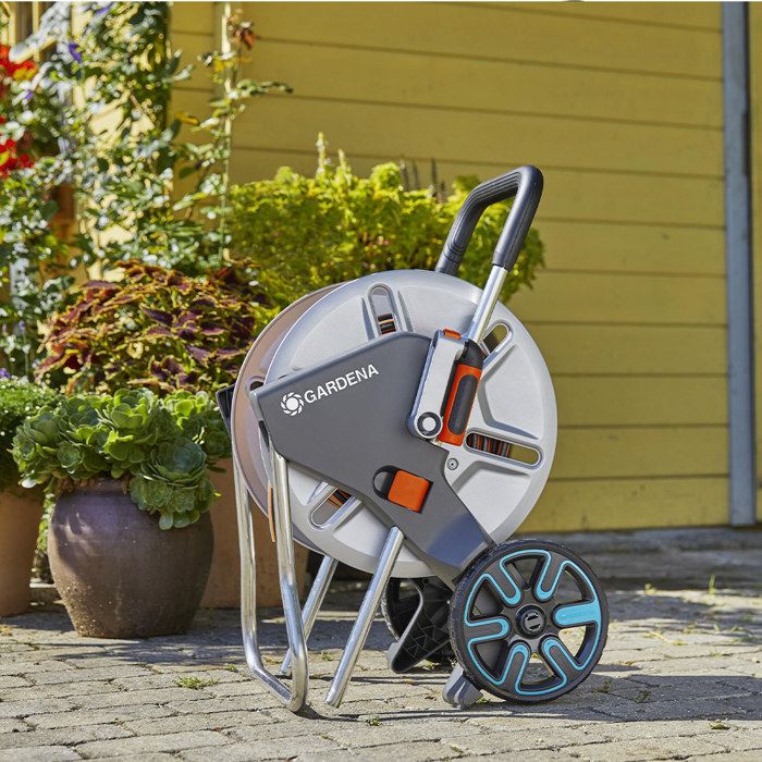 Dévidoir CleverRoll en métal pour jardin moyen - GARDENA - Longueur max 60m - Garantie 5 ans