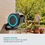 Dévidoir automatique mural RollUp M 20 m - GARDENA - Liseret bleu - Enroulement automatique du tuyau