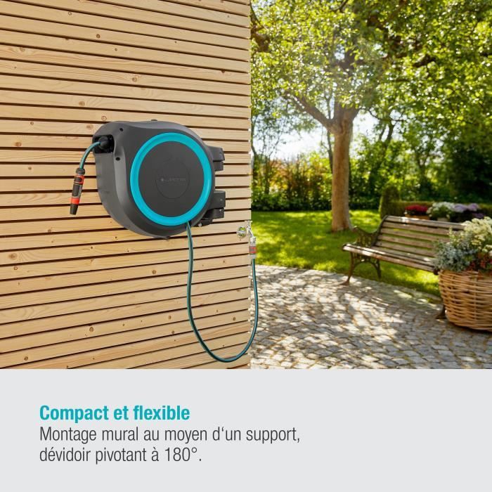 Dévidoir automatique mural RollUp L GARDENA - Longueur 30m - Ř13mm - Kit complet - Garantie 5 ans