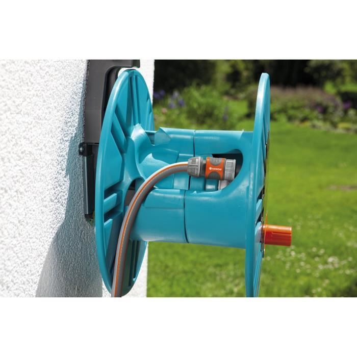 GARDENA Dévidoir mural Classic 60 – Longueur 60m max – Adapté tout diametre – Kit complet pret a l'emploi – Garantie 5 ans