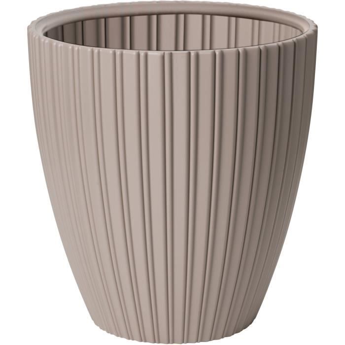 Pot de fleurs - GARDEN ID - Fancy - 40 x 42 cm - Pour jardin, balcons ou intérieurs - Taupe