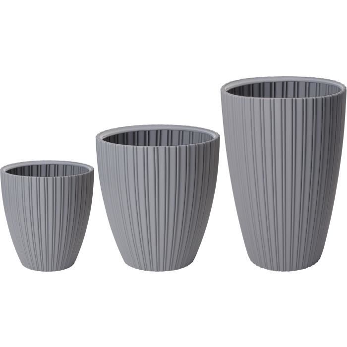 Pot de fleurs - GARDEN ID - Fancy - 40 x 58 cm - Pour jardin, balcons ou intérieurs - Gris clair