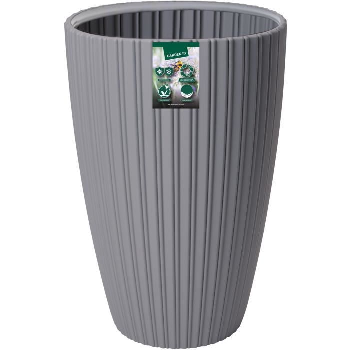 Pot de fleurs - GARDEN ID - Fancy - 40 x 58 cm - Pour jardin, balcons ou intérieurs - Gris clair