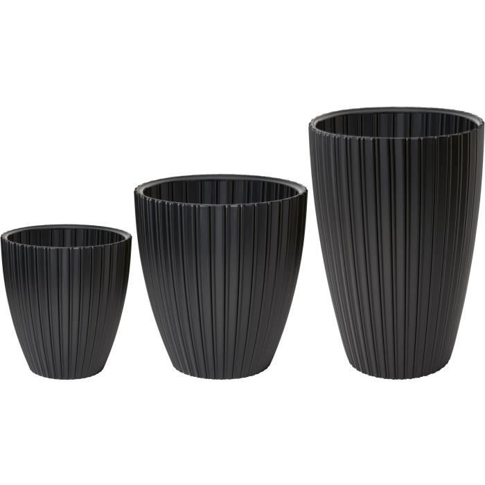 Pot de fleurs - GARDEN ID - Fancy - 40 x 58 cm - Pour jardin, balcons ou intérieurs - Noir