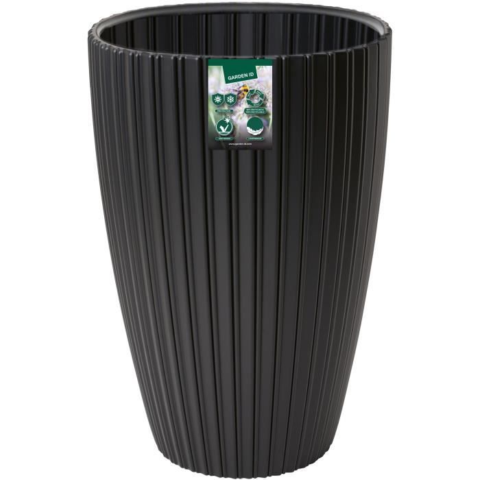 Pot de fleurs - GARDEN ID - Fancy - 40 x 58 cm - Pour jardin, balcons ou intérieurs - Noir