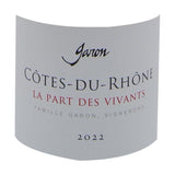 Domaine Garon Cuvée La Part des Vivants 2022 Côtes du Rhône - Vin rouge de la Vallée du Rhône