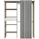 Dressing avec rideau - GARY - Décor Chene - L143,5 x P47,9 x H201,9 cm - PARISOT