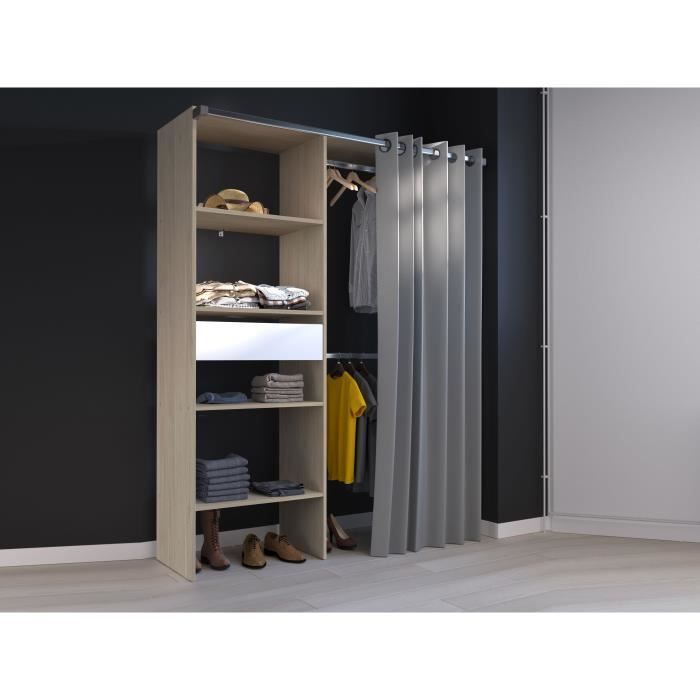 Dressing avec rideau - GARY - Décor Chene - L143,5 x P47,9 x H201,9 cm - PARISOT