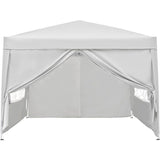 Tonnelle de jardin pliante - Cadre blanc et toile écru - 3 x 3 m - 4 parois - Sac de transport